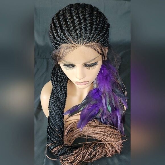 Braided wigs 100% handmade, long braids, long wig, stunning feeding cornrows - Picture 4 of 15